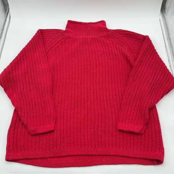 Vintage Forenza Sweater Womens Red Roll Mock Neck Cable Knit Pullover 80s *READ* - Picture 3 of 7